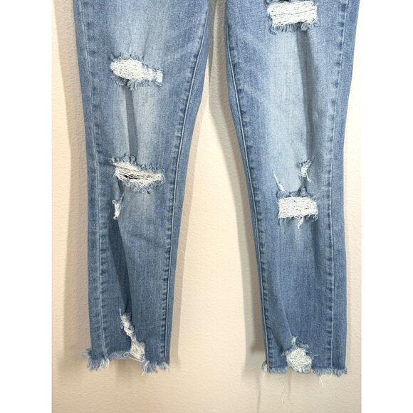 Risen Los Angeles‎ Womens Distressed Crop Jeans Size 27/5 Light Wash Frayed Hem - Picture 3 of 13